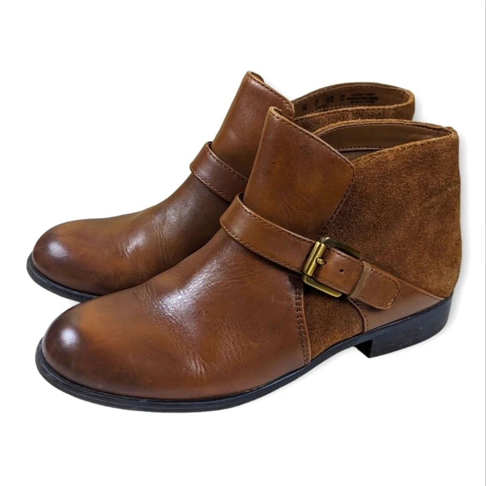 Women’s Brown Leather Buckle Ankle Boot